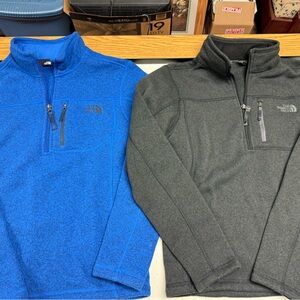 2 boys large North Face quarter zip fleeces like new !